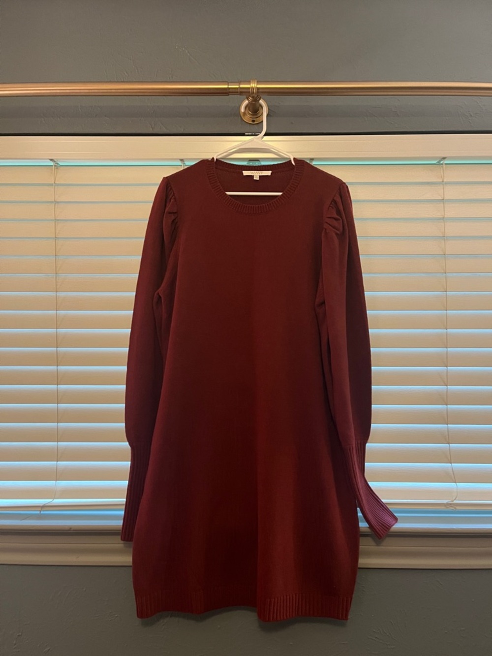 Wayf Maroon Long Sleeve Sweater Dress